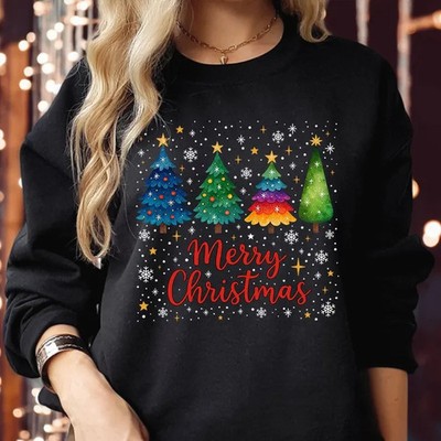 Buntes Weihnachtsbaum Shirt helle Kiefer Hoodie Frohe Weihnachten Sweatshirt Geschenk X26