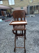 Antique Wooden oak High Chair stroller combo