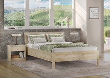 Letto matrimoniale senza metallo in legno massello di pino cembro 140 x 200 cm