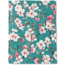 Cherry Blossom Branches Flannel Blanket - Lightweight Soft Cozy Unique Gifts ...
