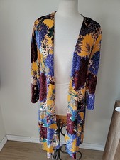 Floreat Anthropologie Burnout Velvet Patchwork Open Kimono Top OS Boho Festival