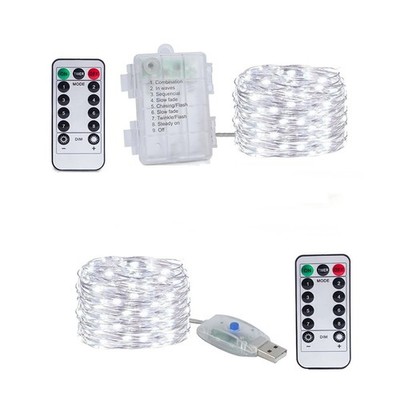Silber Draht LED Fee Lichterketten USB/Batterie Box Fernbedienung Geburtstag Gir