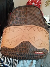 NWT Sprayground The Hideout Sharks Leather Limited Backpack Unisex Plaid Brown