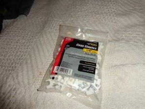 gb coax staples 100ct. 1/4" psw-100b new in bag. white