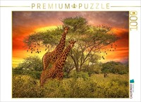 Calvendo Puzzle Two Giraffes At Sunset | 1000 Pieces, Finished Size 25.2 × 18.9