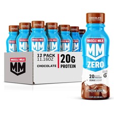 Muscle Milk Zero Protein Shake, Chocolate, 20g Protein, 100 Calories, 12 Pack