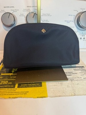 Kate Spade Black Nylon Cosmetic Pouch Makeup Bag Travel Case Zip Clutch