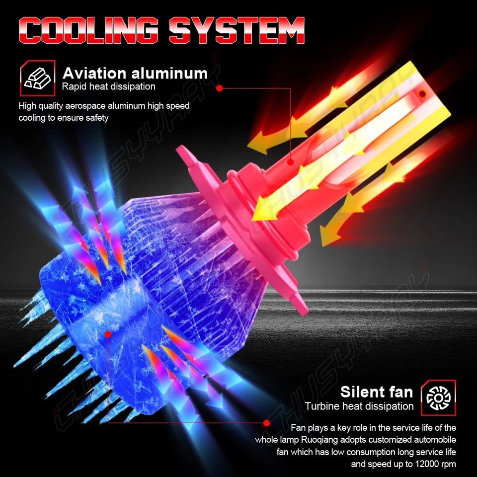 For Chrysler 300M 1999-2004 6X LED Headlight Bulbs High Low Beam + Fog Light - Image 2 of 4