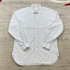 Borrelli Napoli Oxford Button Up Shirt 17 - 43 Blue White Red Italy Dress Mens