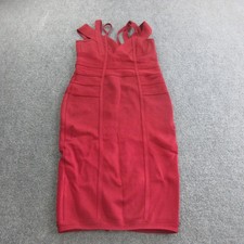 House Of CB Dress Womens M Red Bandage Knit Sweetheart Mini Bodycon Strappy