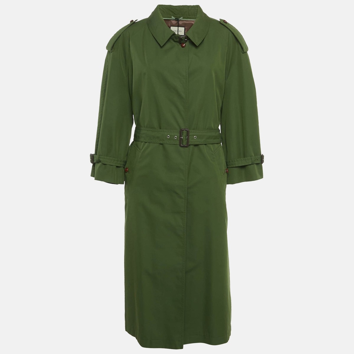 Gucci Green Gabardine Trench Coat L | eBay