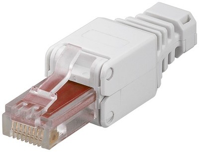 CAT 6 RJ45 Stecker UTP zur werkzeugfreien Montage mit Knickschutz LAN