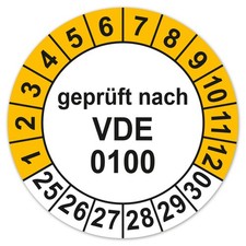Prüfplakette geprüft nach VDE0100 Jahresplakette 2025–2030 Aufkleber gelb LTD013