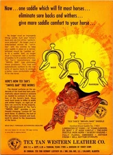 Swivel Bar Saddle Tex Tan Western Leather Vintage Print Ad Ephemera Wall Decor