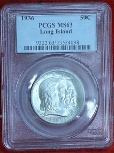 1936 Long Island Silver Commemorative Half Dollar PCGS Graded MS63