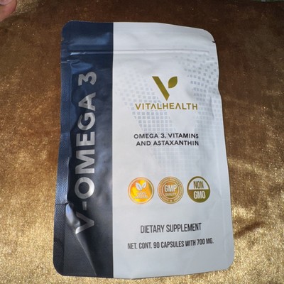 VITAL HEALTH V-OMEGA 3 90 Caps omega 3 vitamins and astaxanthin new freeshipping