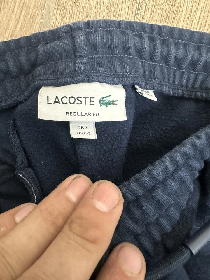 Lacoste 男式蓝色棉羊毛运动短裤抽绳标志口袋尺寸 2XL — 第 4/4 张图片