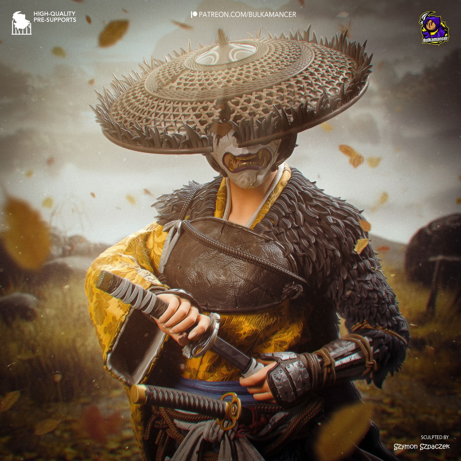 Atsu | 1/8 Scale Unpainted Resin Kit | Neko Figurines Samurai Diorama