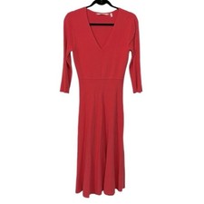 Soft Surroundings Sweater V neck Ribbed Coral Midi Dress, Women’s S
