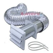 NEW LAMBRO 1377W 4" X 5 FOOT WHITE PLASTIC DRYER VENT FULL KIT WITH LOUVER