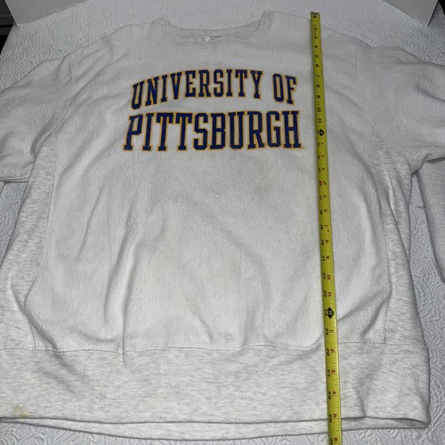 Vtg Reverse Weave University Of Pittsburgh Sz XL Inside Out Champion Sweatshirt - Picture 5 of 10