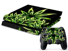 Sony PS4 PLAYSTATION 4 Skin Design Sticker Screen Protector Set - Cannabis Motif