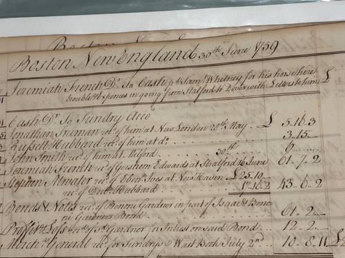 1759 Colonial Boston Ledger document Greene Family Gardner Narragansett RI 18” - Picture 5 of 6