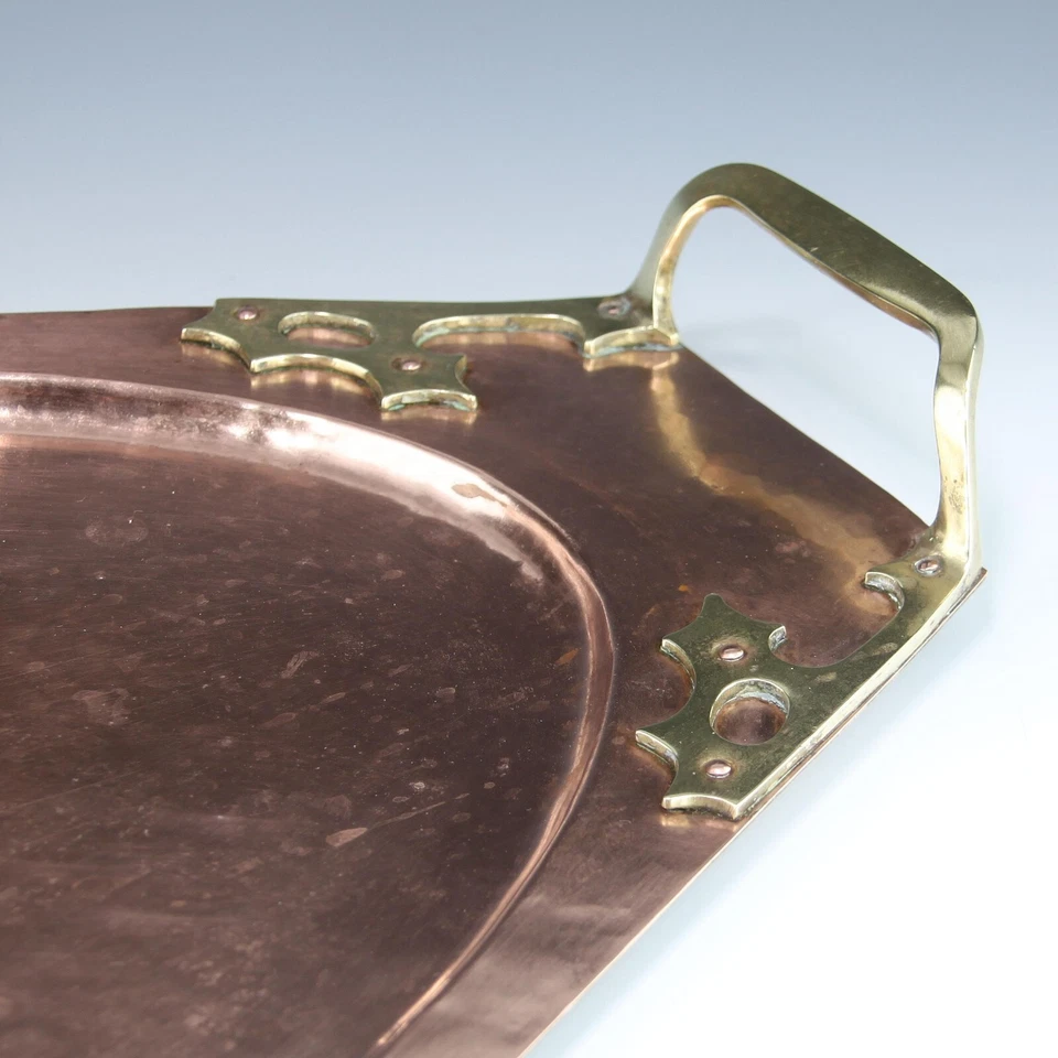 Großes Jugendstil Kupfer / Messing Tablett - 58 x 37,5 cm - circa 1910 - Bild 4 von 4