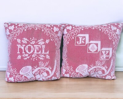 Decorative Throw Pillows Joy Noel White Crocheted Lace On Red 10  X 10  Square