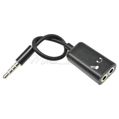 3.5mm Male To 2 Female Splitter Adapter Connector Audio Stereo AUX Earphone Mic
