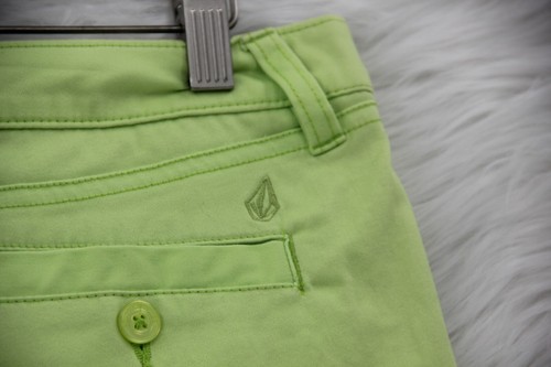 Volcom Shorts Women's Junior's Sz 1 Neon Green Chino Cotton Blend #1442 - Picture 10 of 17