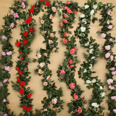 #ad 2.5m Artificial Flower Silk Rose Leaf Garland Vine Ivy Home Wedding Garden Décor GBP 2.99