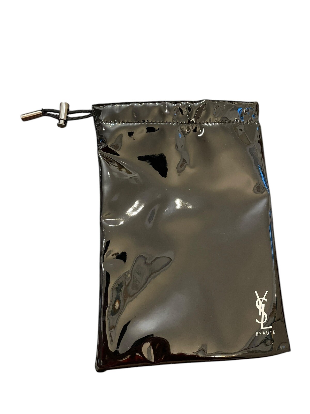 Borsa trucco Yves Saint Laurent YSL nera pochette coulisse pelle vegan vinile