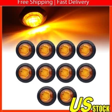 10~50 LED Car Small Round Side Marker Light Lorry Button Lamp Off-Road Amber PUS