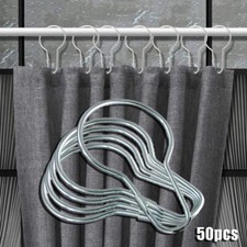 50 pcs Stainless Steel Shower Curtain Hooks Kitchen Bathroom Hook Rings Set AU