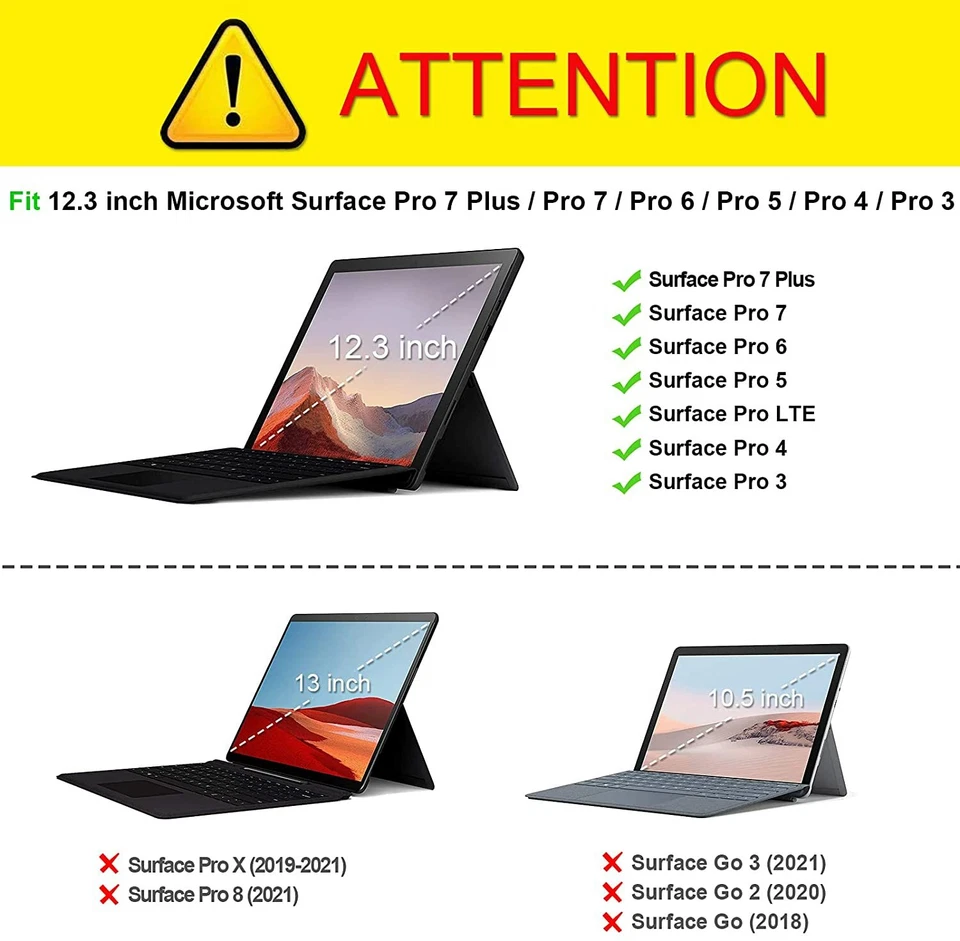 Case for 12.3 Inch Microsoft Surface Pro 7 Plus 2021 Portfolio Business Cover - Image 2 of 4