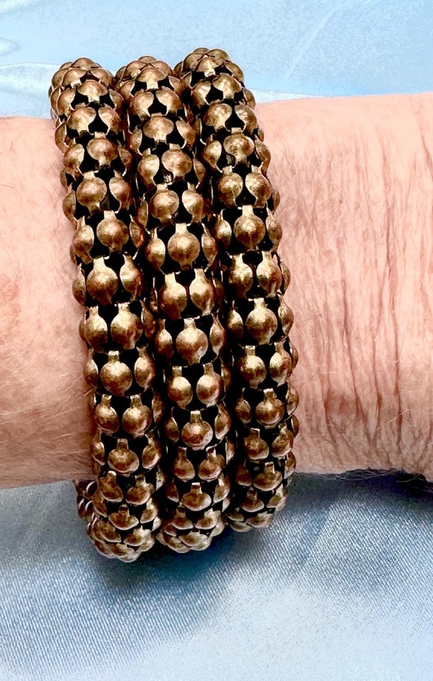 COPPER /BRASS TONE METAL CIRCULAR WRAP BEADED BRACELET. eBay