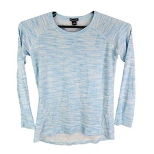 Womens Blue Striped Champion Elite Shirt Long Sleeve Crew Neck Size S