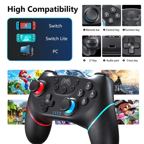 Manette PC sans Fil Compatible Nintendo Switch, Bluetooth, Rechargeable - Photo 2/6