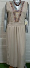 NWT REBA BOHEMIAN TRIBAL EMBROIDERED MAXI DRESS Size 3X Sleeveless Elastic Waist