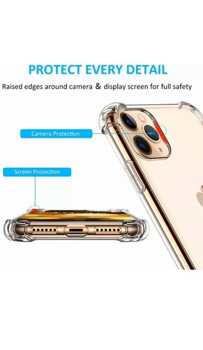 DURCHSICHTIGE Hülle für iPhone 11PRO Abdeckung stoßfest Silikon Gel voller Schutz - Bild 3 von 11