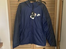 NWT-NIKE MEN'S HOOD MEDIUM WEIGHT ACTIVE JACKET SIZE L/LARGE NAVY/BLACK 110