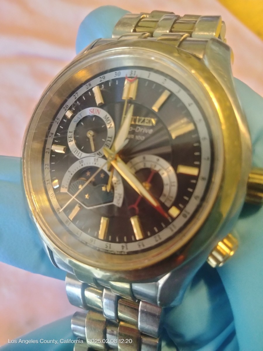 CITIZEN ECO-DRIVE WR 100 CALIBRE 8651 MOON PHASE GOLD/SILVER MEN