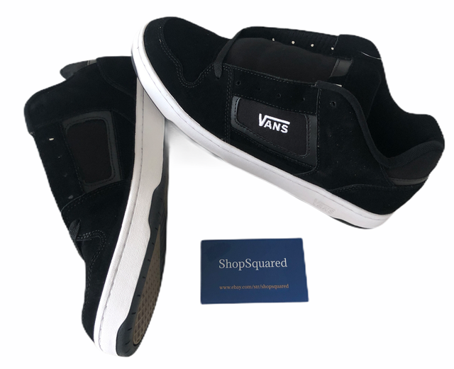 VANS DOCKET (SUEDE) BLACK WHITE SKATE SHOES MENS SZ 9.5 NEW FAST