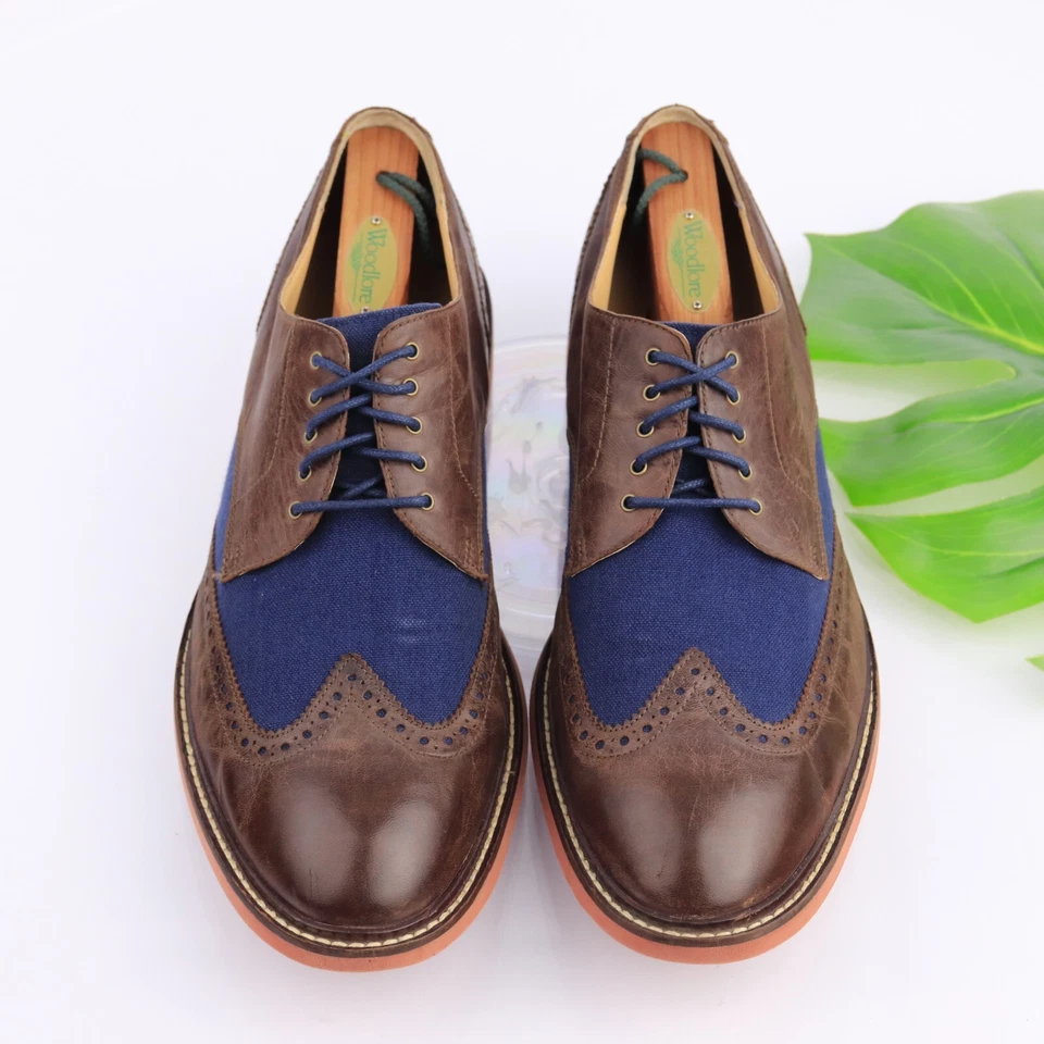 Мужские оксфордские туфли Cole Haan размер 11,5 M коричневые кожаные темно-синие с кончиком крыла