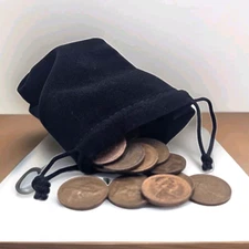 25 British Penny Lot - Unsearched Circulated Coins in Velvet Pouch