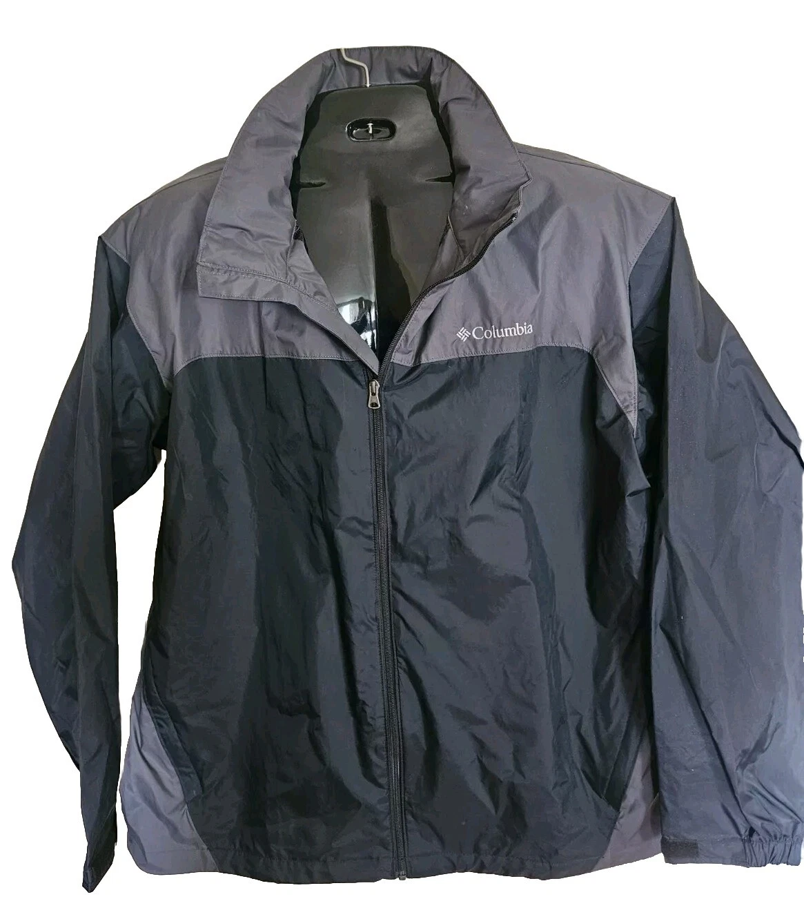 Columbia Jacket Mens XL 2 Tone Gray Black Full Zip Windbreaker Jacket