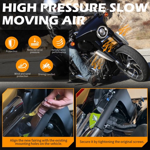 Deflector de viento de montaje de horquilla delantera para Harley Street Glide Road King Electra Glide - Imagen 7 de 14