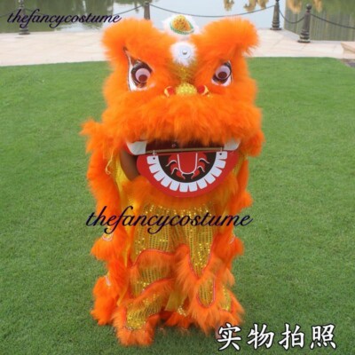 Blinking eyes 14 inch Kid Orange Lion Dance Props Chinese Mascot costume