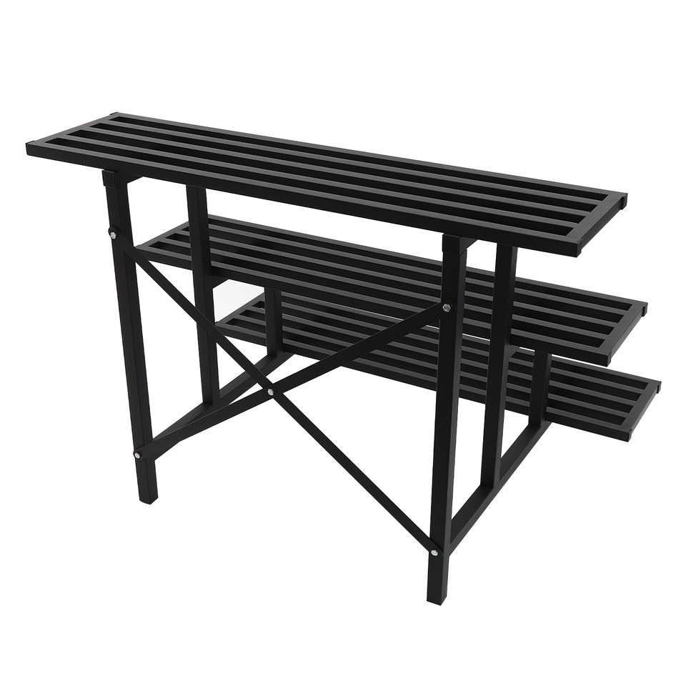 3tier garden plant shelf metal plant holder free standing black w